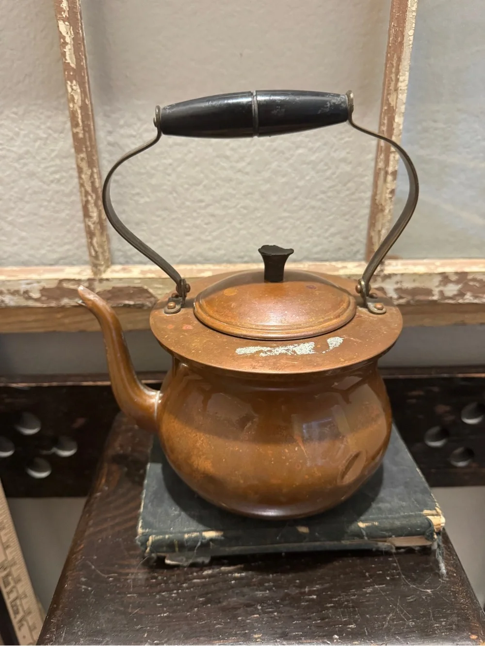 Vintage- Copper Teapot with Black Handle
